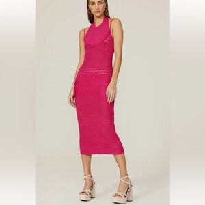 Esteban Cortazar Collective Pink Crochet Midi Dress, Sz L